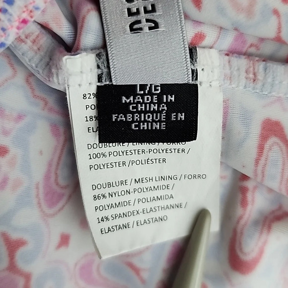 Design Lab Tankini Swim Top Pink Blue Paisley Underwire Push Up Cups Size Large - Picture 8 of 13